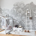 Bellewood, Gray Toile Mural Wallpaper - room preview 02