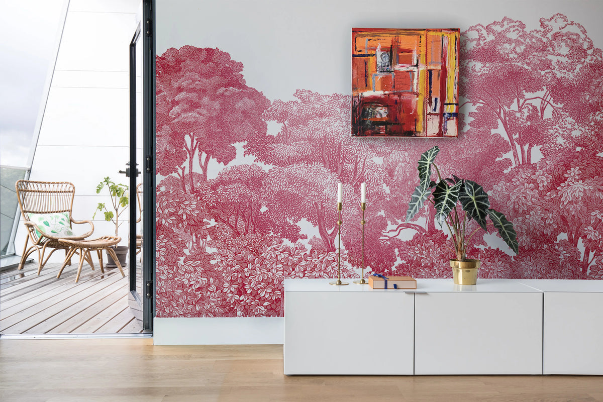 Bellewood, Crimson Toile Mural Wallpaper - room preview 02
