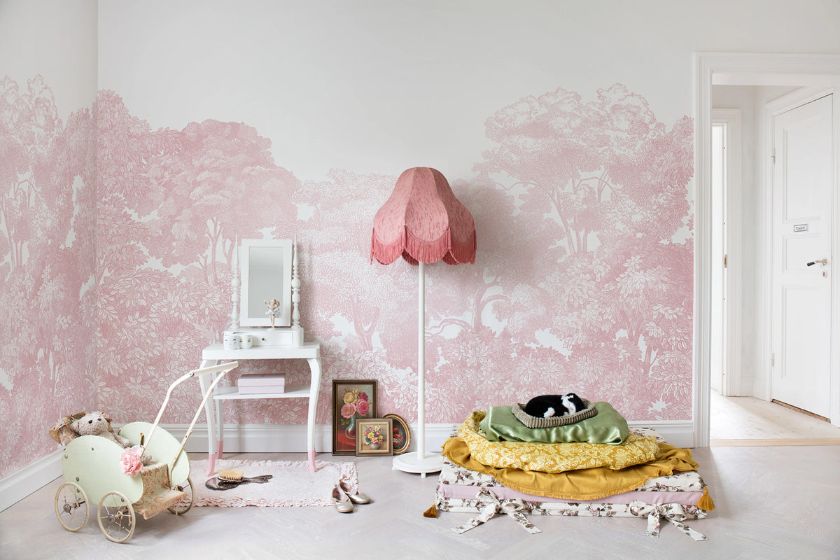Bellewood, Pink Mural Wallpaper - room preview 02