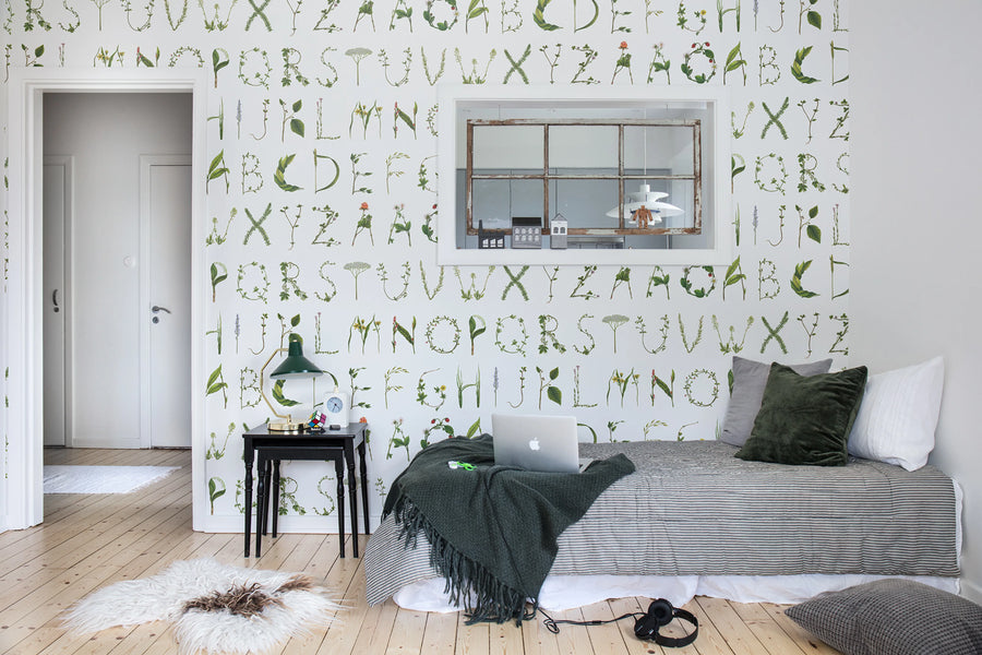 Floral Alphabet Mural Wallpaper