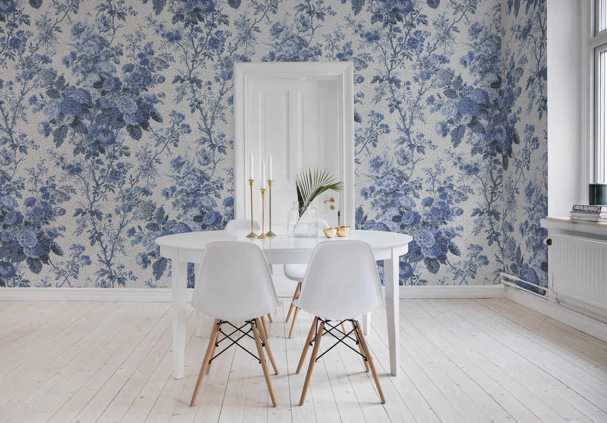Porcelain, Blue Mural Wallpaper - room preview 02