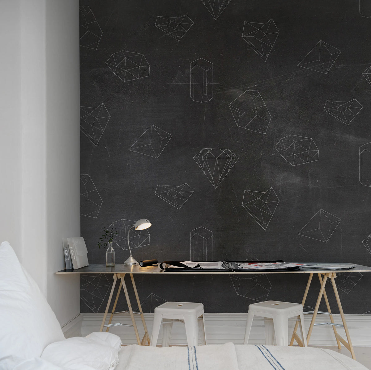 Chalkboard Mural Wallpaper - room preview 02