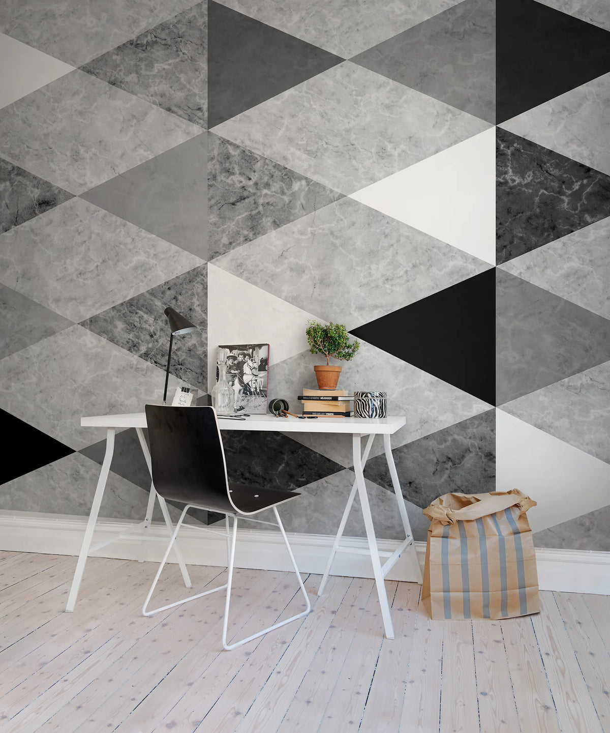 Geometric Marble Mural Wallpaper - room preview 02