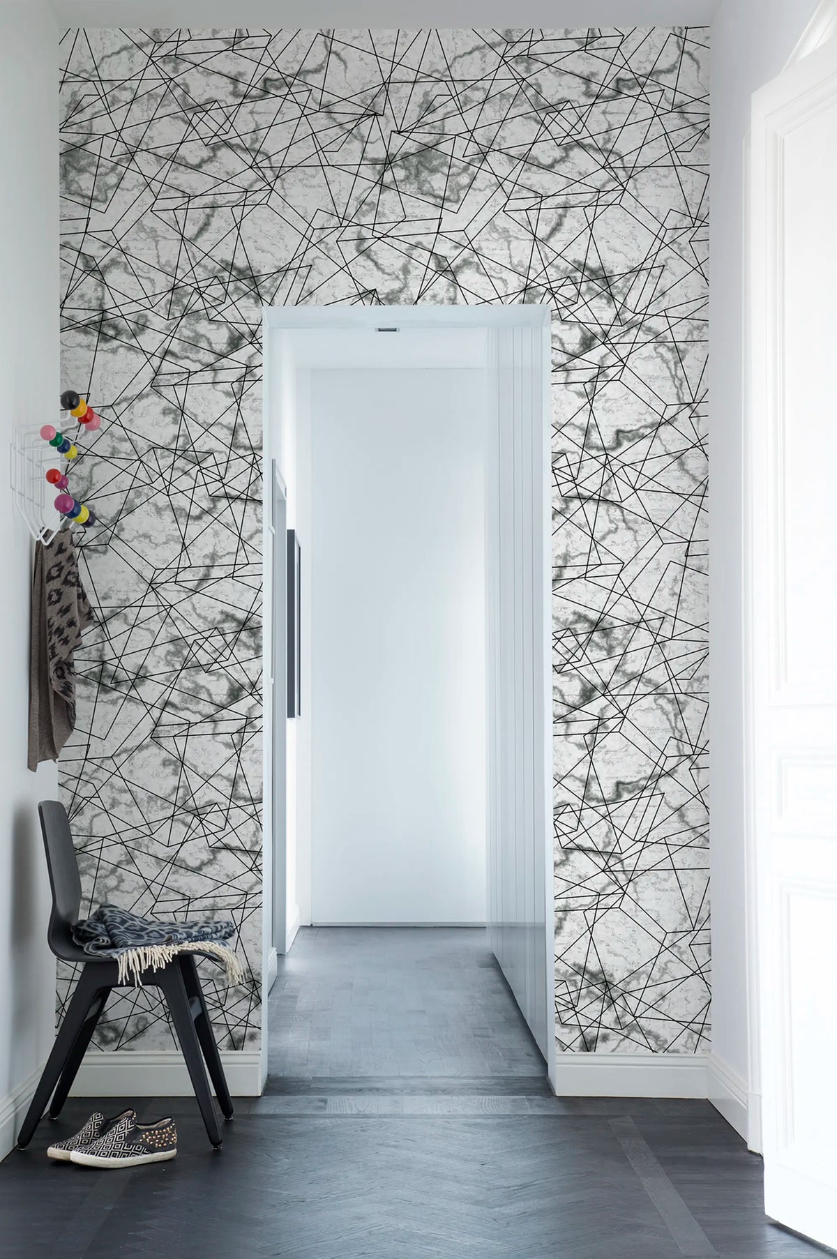 Dimension, White Mural Wallpaper - room preview 02