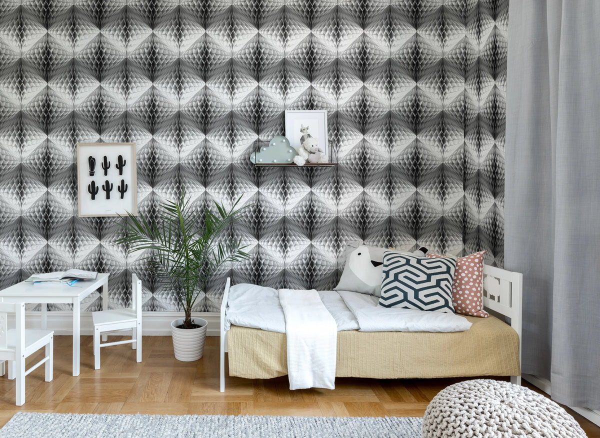 Pom Pom, Black Mural Wallpaper - room preview 02