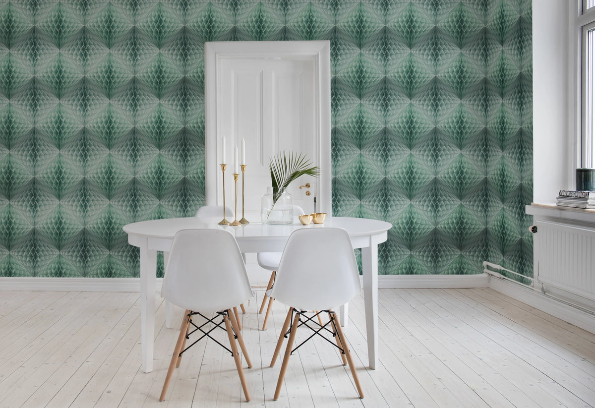 Pom Pom, Mint Mural Wallpaper - room preview 02