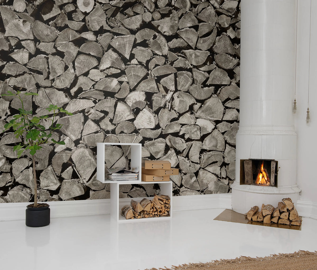 Woodpile Mural Wallpaper - room preview 02