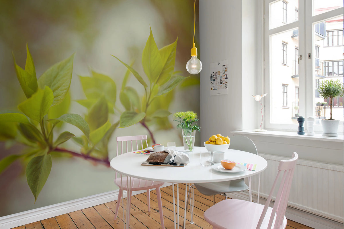 Green Leaves Mural Wallpaper - room preview 02