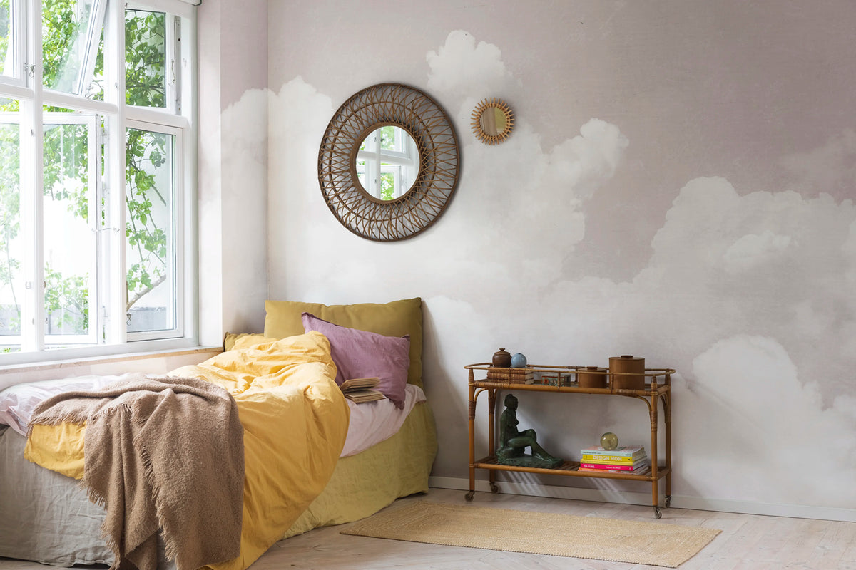 Cuddle Clouds, Pink Mural Wallpaper - room preview 02