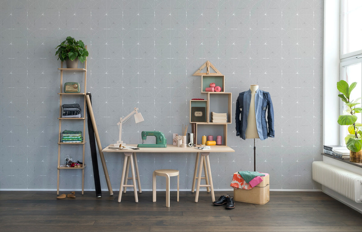 Perfect Fit, Soft Grey Mural Wallpaper - room preview 02