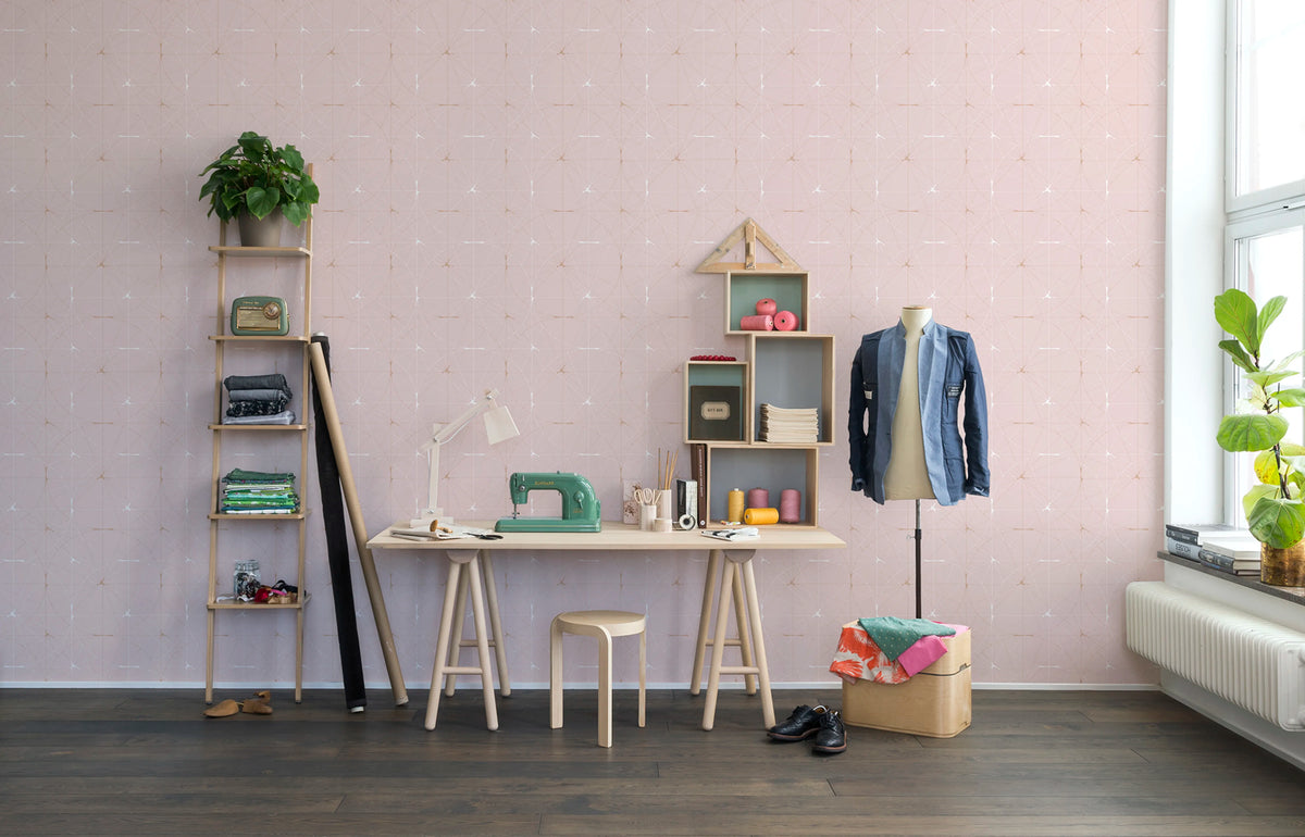 Perfect Fit, Powder Pink Mural Wallpaper - room preview 02