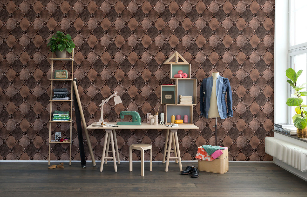 Leather Rhombs, Vintage Mural Wallpaper - room preview 02