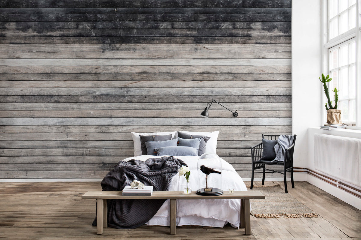 Worn Wood Mural Wallpaper - room preview 02