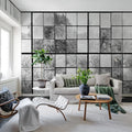 Factory Window, Graphite Mural Wallpaper - room preview 02