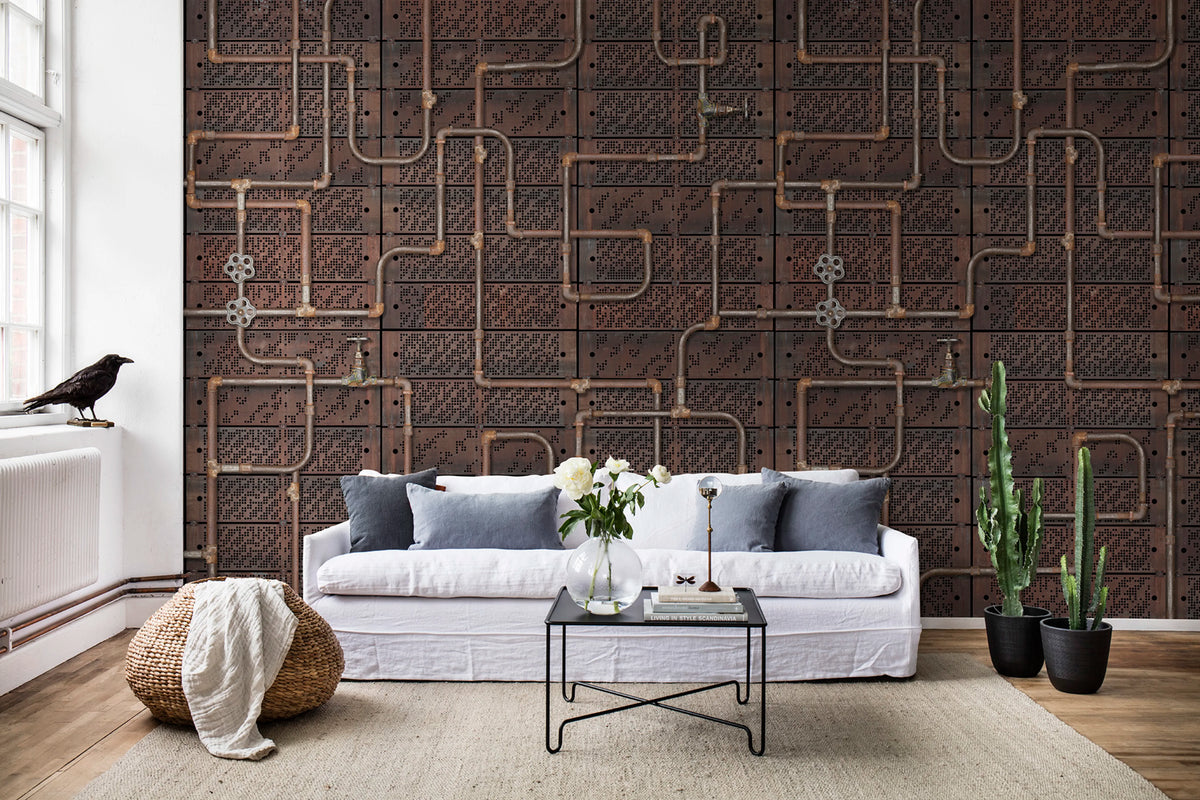 Pipework Oxidation Mural Wallpaper - room preview 02