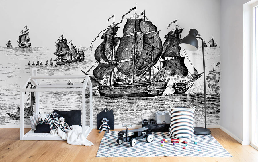 High Seas, Black Mural Wallpaper