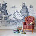 High Seas, Henderson Blue Mural Wallpaper - room preview 02