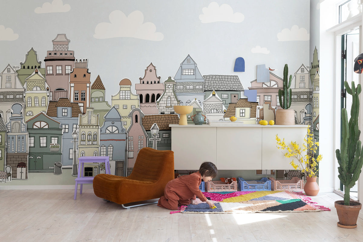 London Houses, Summer Mural Wallpaper - room preview 02