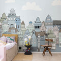 London Houses, Blue Mural Wallpaper - room preview 02