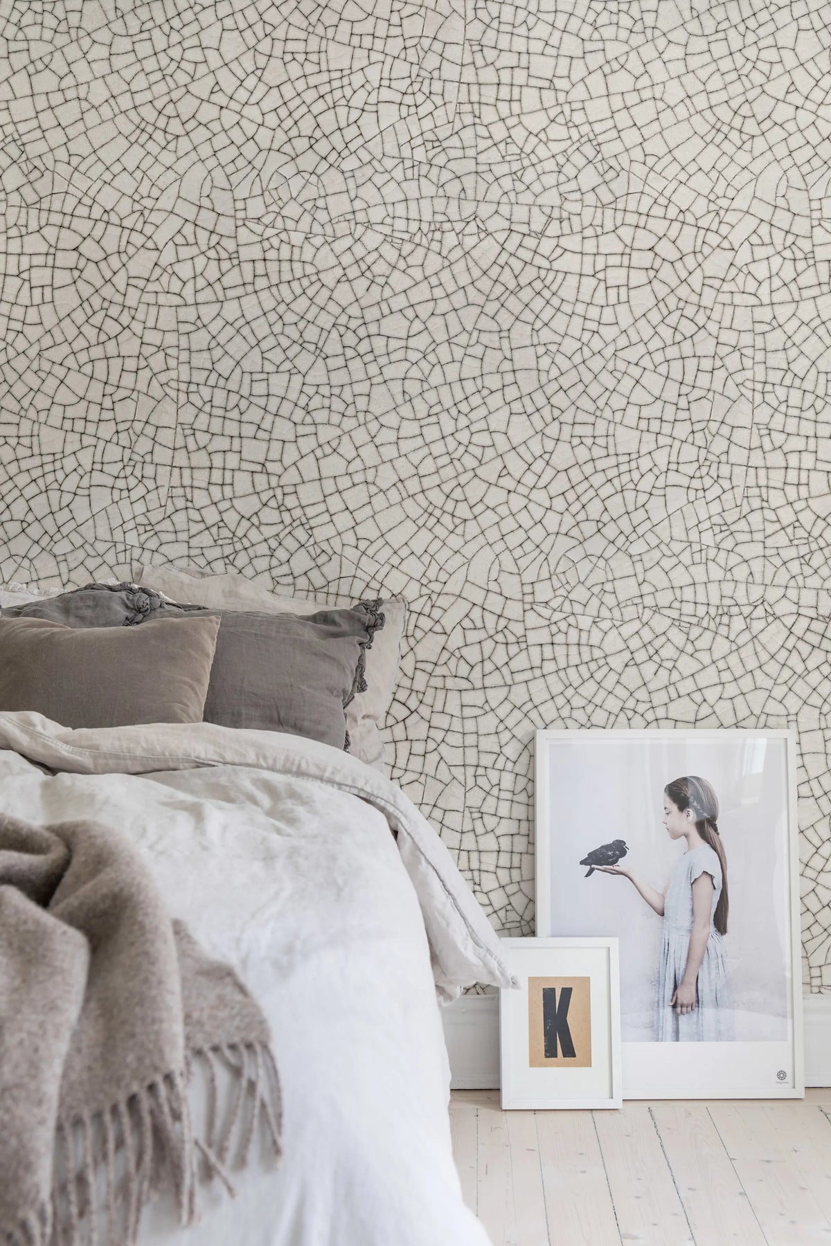 Raku Crackle, Cream Mural Wallpaper - room preview 02