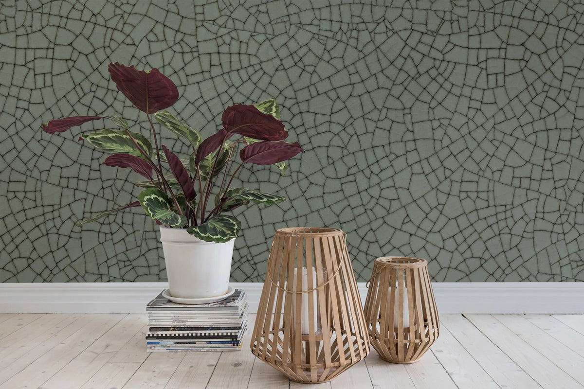 Raku Crackle, Jade Mural Wallpaper - room preview 02