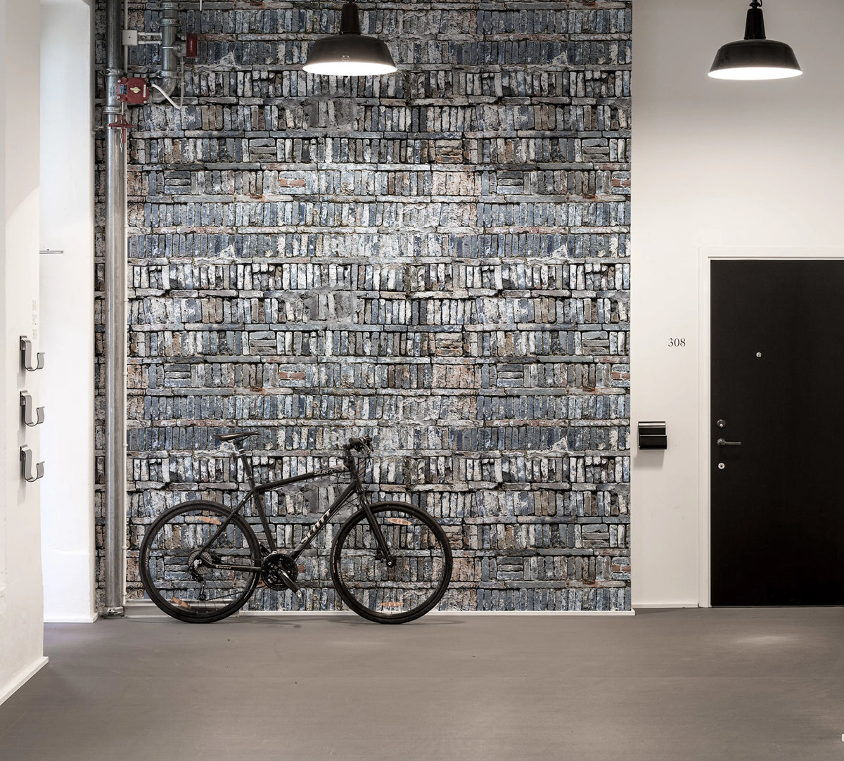Stacked Bricks Mural Wallpaper - room preview 02