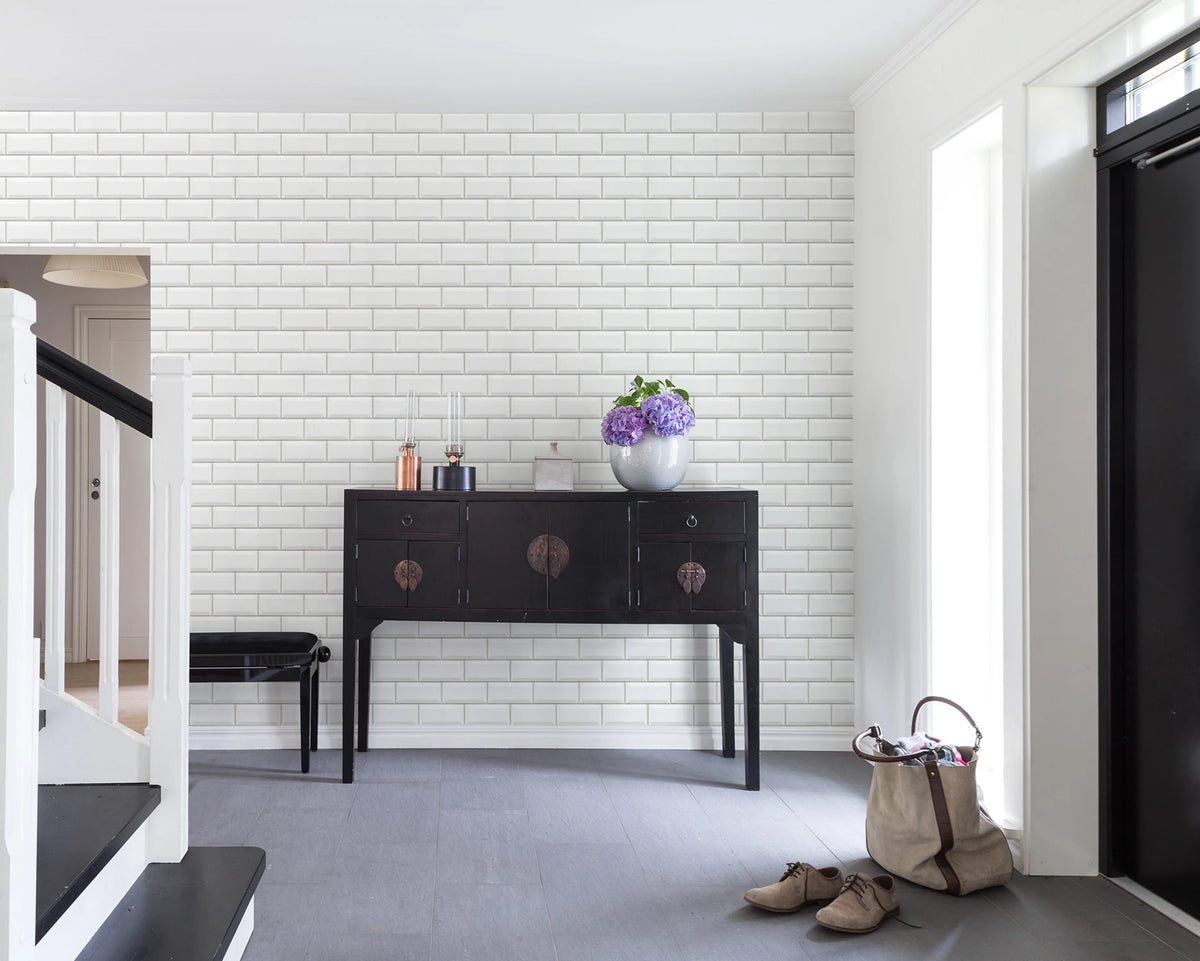 Bistro Tiles, White Mural Wallpaper - room preview 02