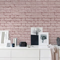 Soft Bricks, Pink Mural Wallpaper - room preview 02