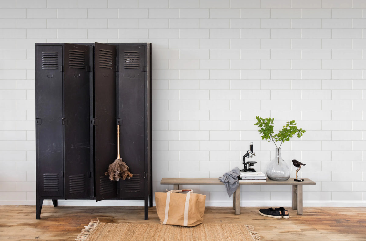 Oblong Tiles, White Mural Wallpaper - room preview 02