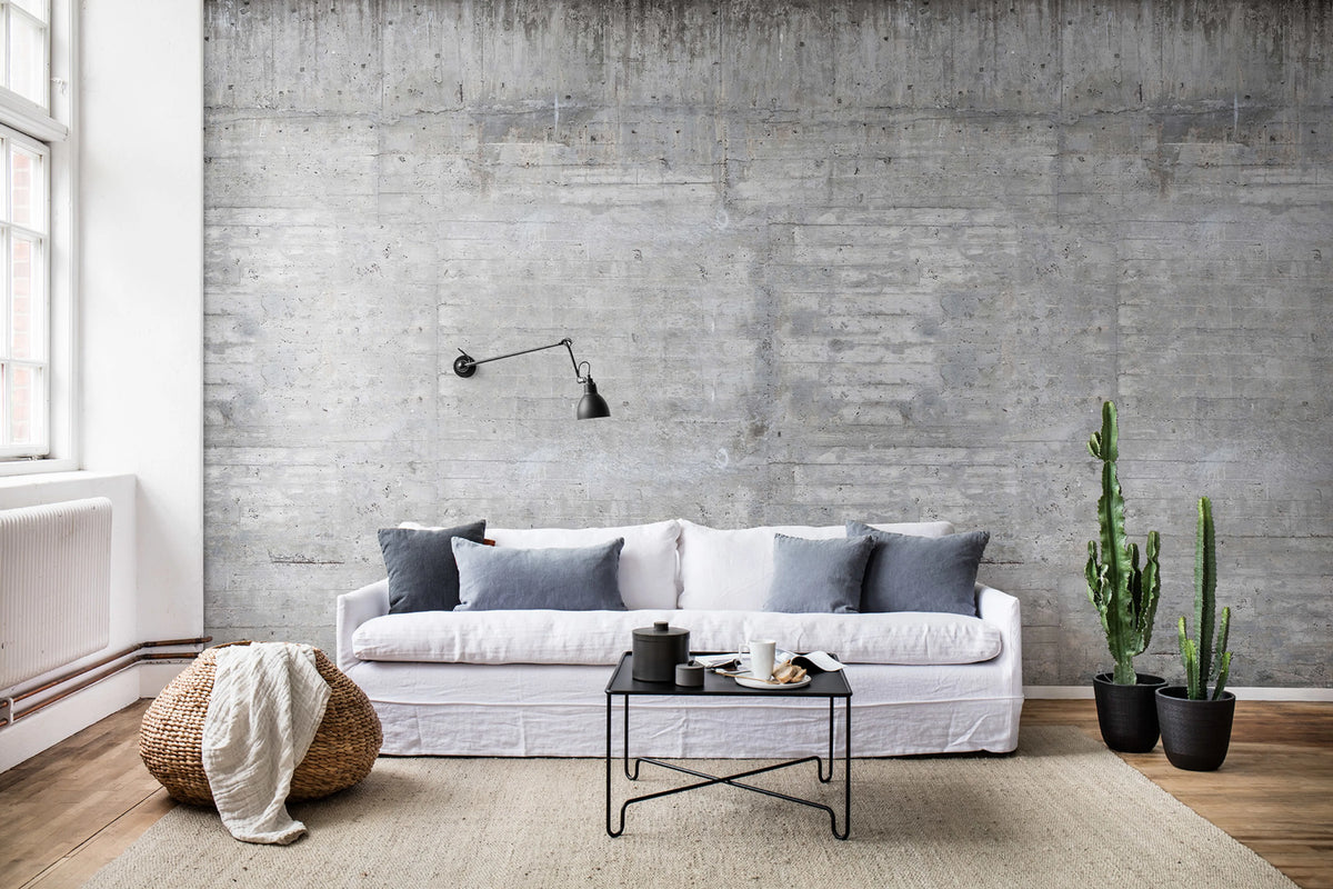 Wooden Concrete Mural Wallpaper - room preview 02