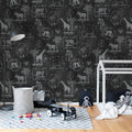 Animal Party, Blackboard Mural Wallpaper - room preview 02