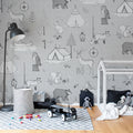 Camping Trip, Gray Mural Wallpaper - room preview 02