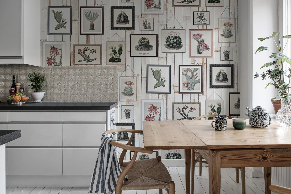 Cactus Wall Art, Faded Mural Wallpaper - room preview 02