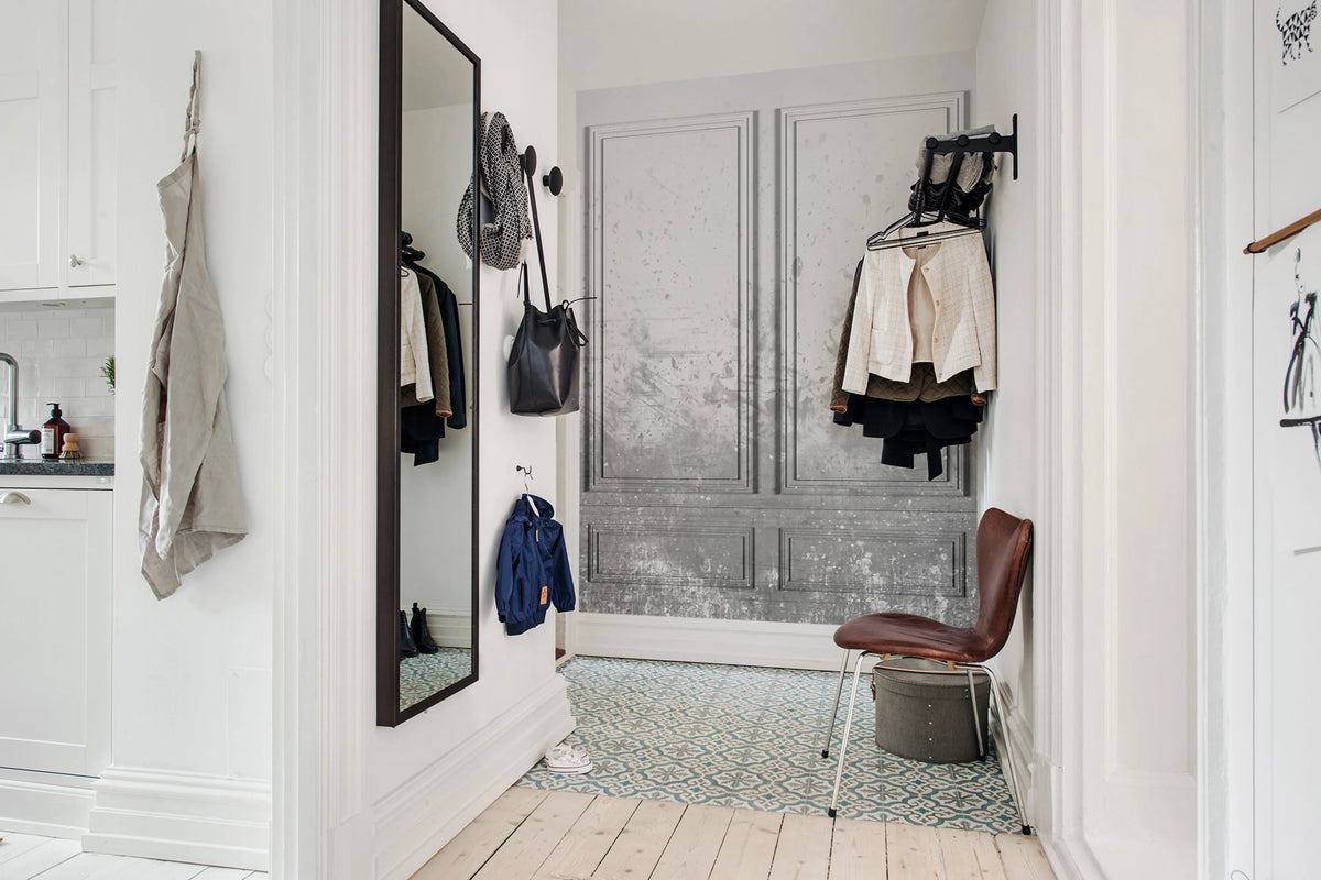 Patinated Panels, Smoke Mural Wallpaper - room preview 02