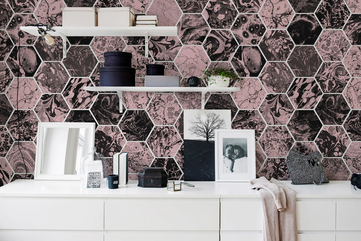 Mixed Memories, Dusty Pink Mural Wallpaper - room preview 02