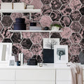 Mixed Memories, Dusty Pink Mural Wallpaper - room preview 02