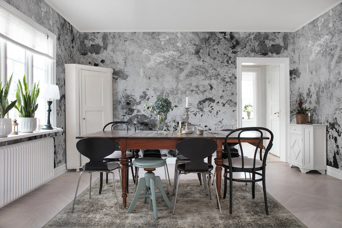 Fragments, Charcoal Mural Wallpaper - room preview 02
