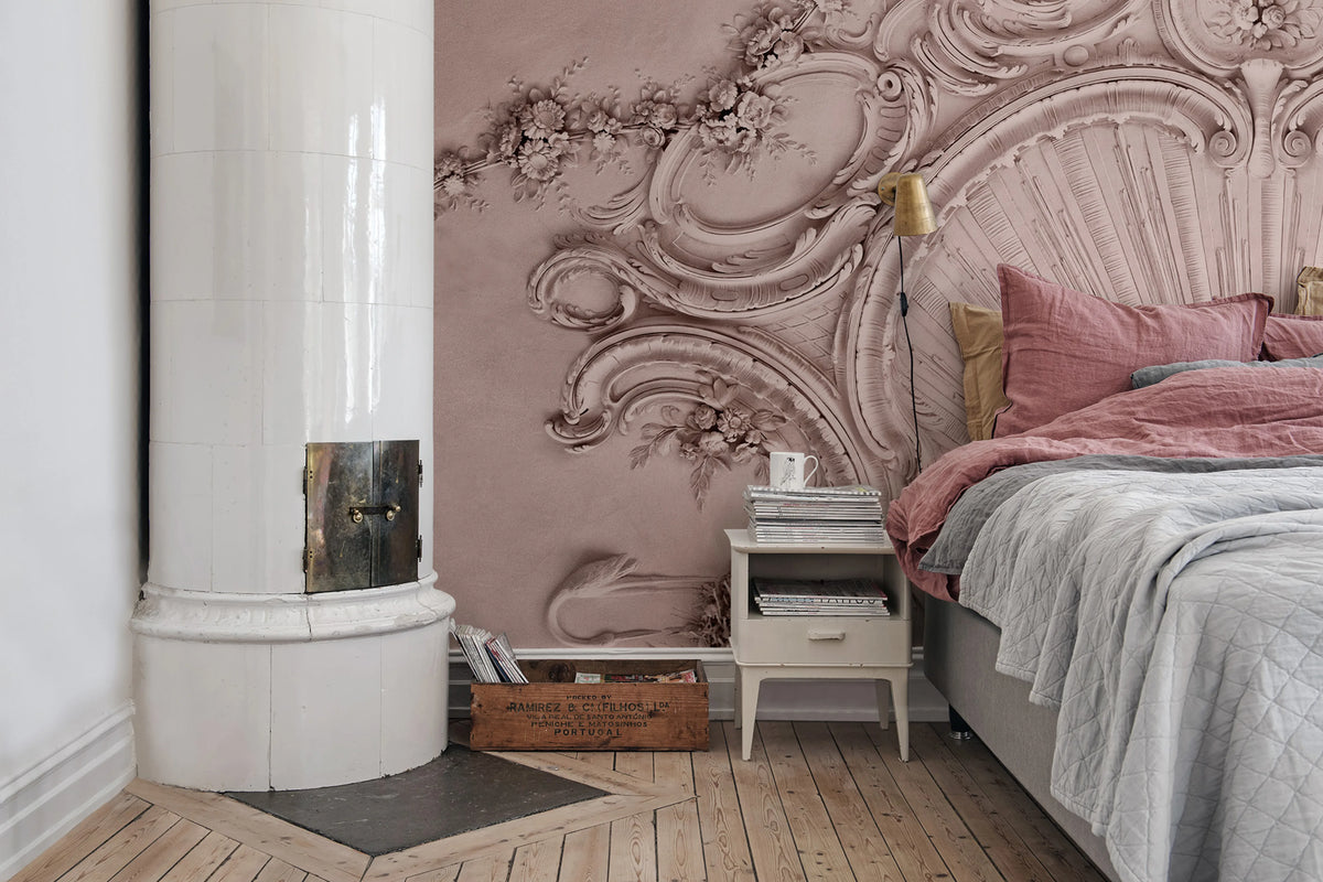Stucco Gloria, Dusty Pink Mural Wallpaper - room preview 02