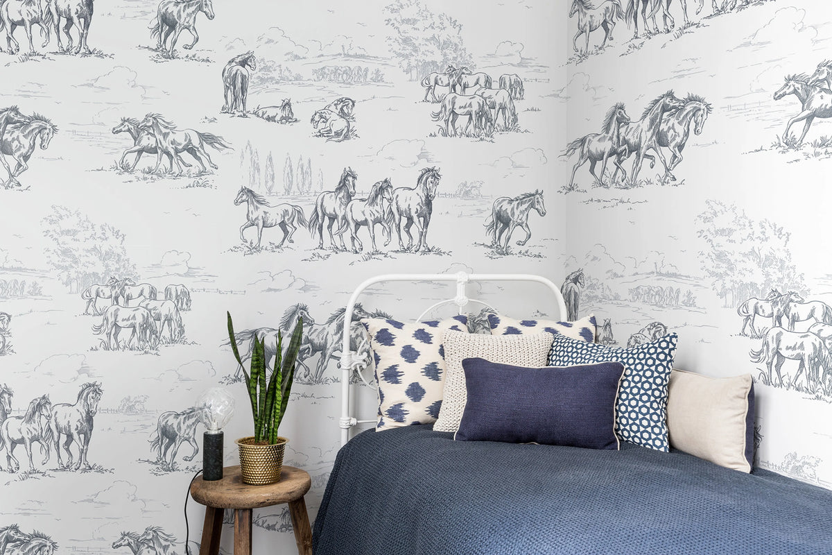Horse Herd Mural Wallpaper - room preview 02