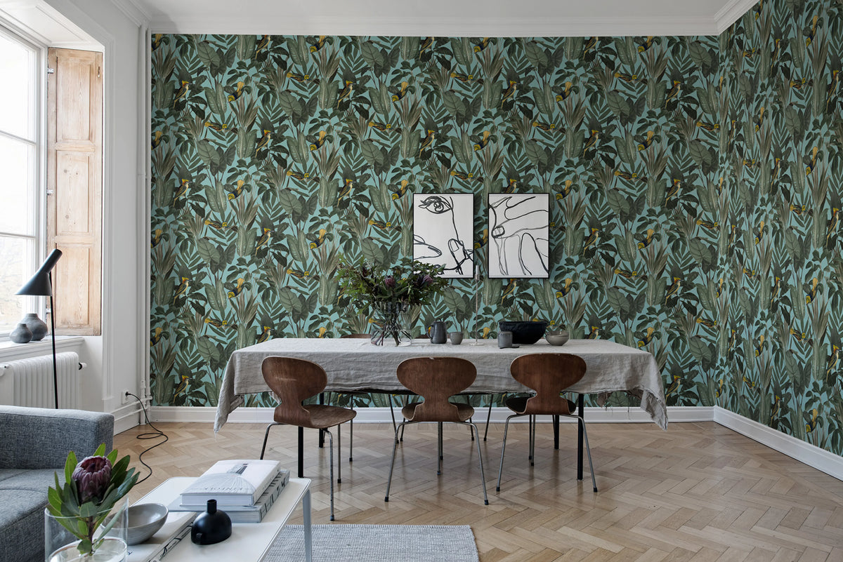 Yellow Bird Mural Wallpaper - room preview 02