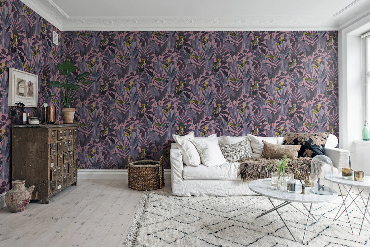 Yellow Bird, Dusk Mural Wallpaper - room preview 02