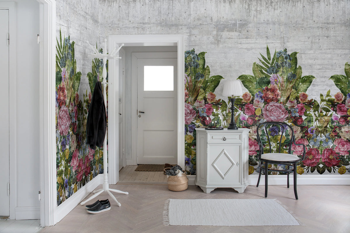 Flower Burst, Concrete Mural Wallpaper - room preview 02
