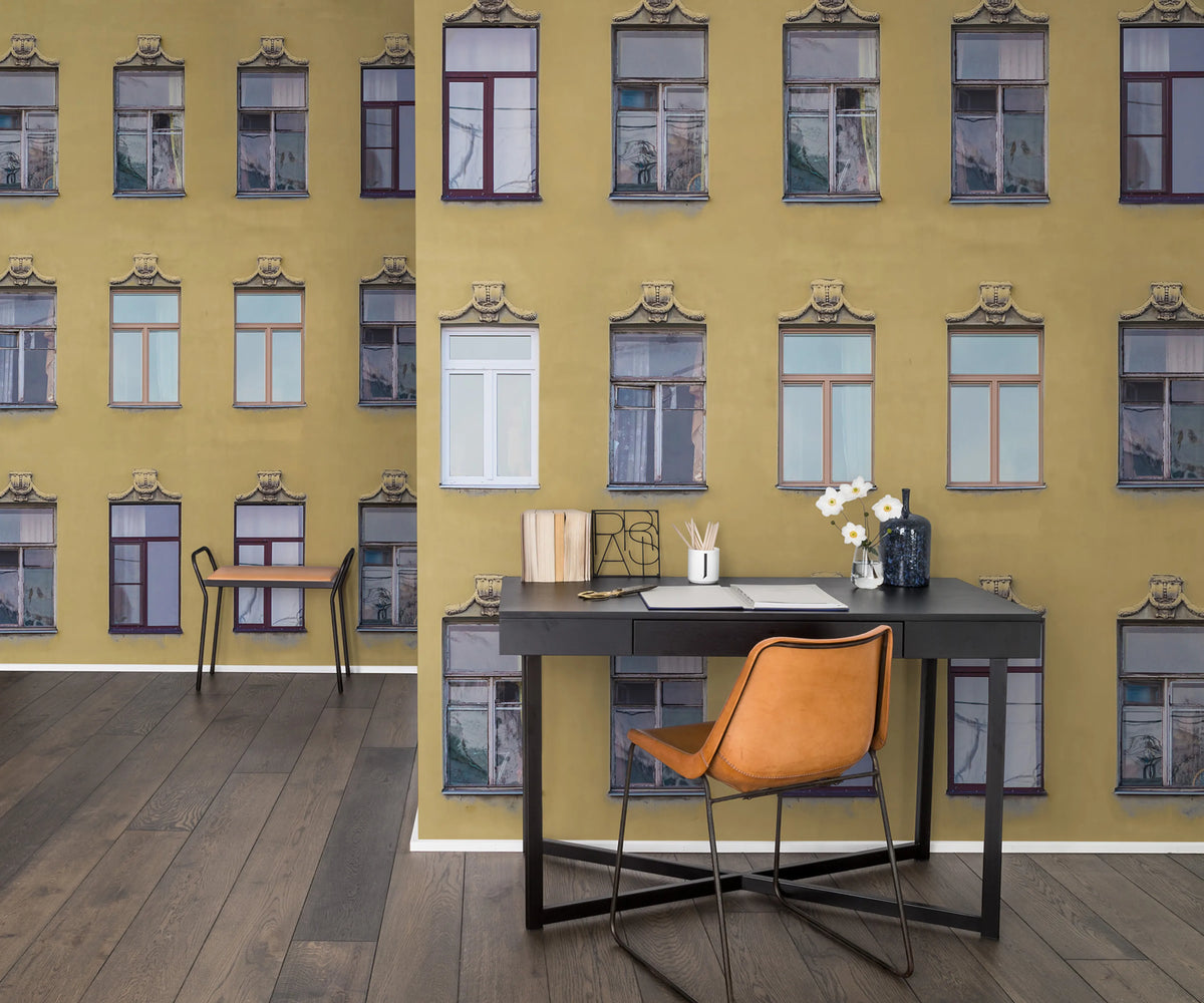 Window Row, Saffron Street Mural Wallpaper - room preview 02