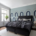 Arch Deco, Blue Mural Wallpaper - room preview 02