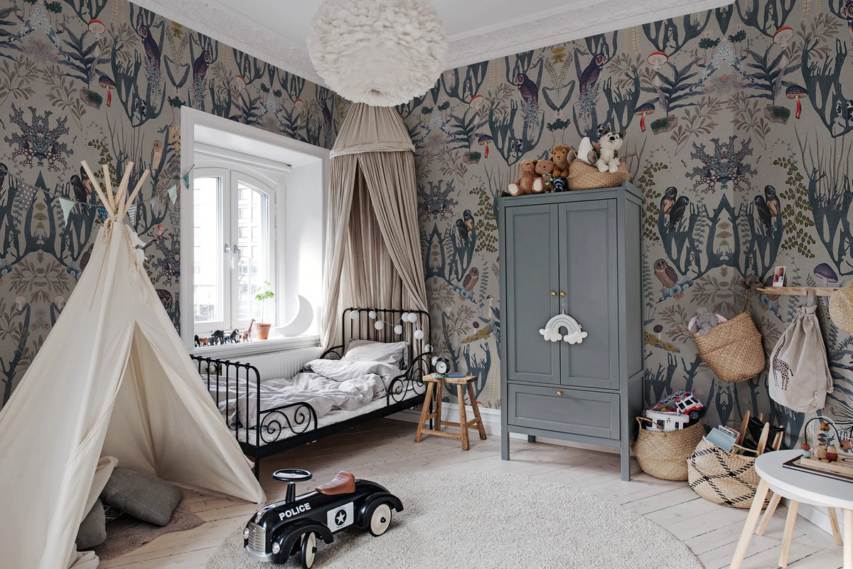The Swedish Forest, Blue Mural Wallpaper - room preview 02