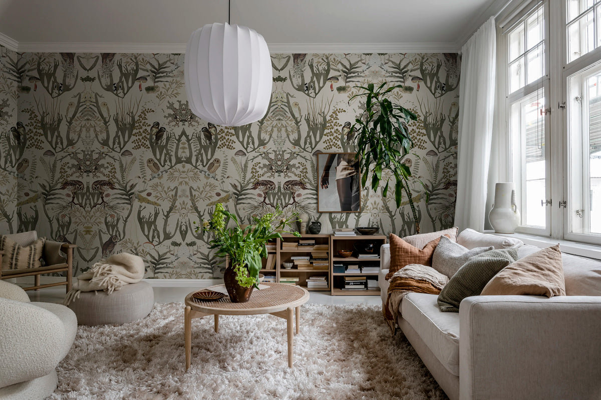 The Swedish Forest, White Mural Wallpaper - room preview 02