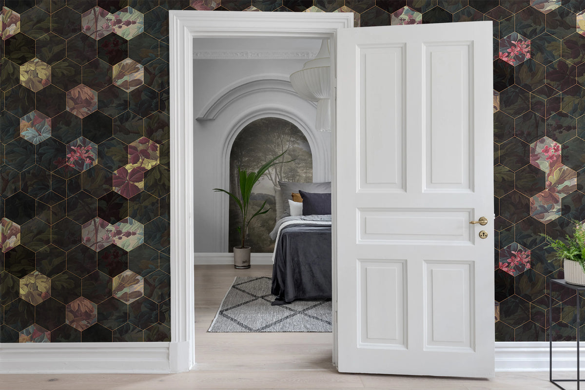 Vinum Hexagon Mural Wallpaper - room preview 02