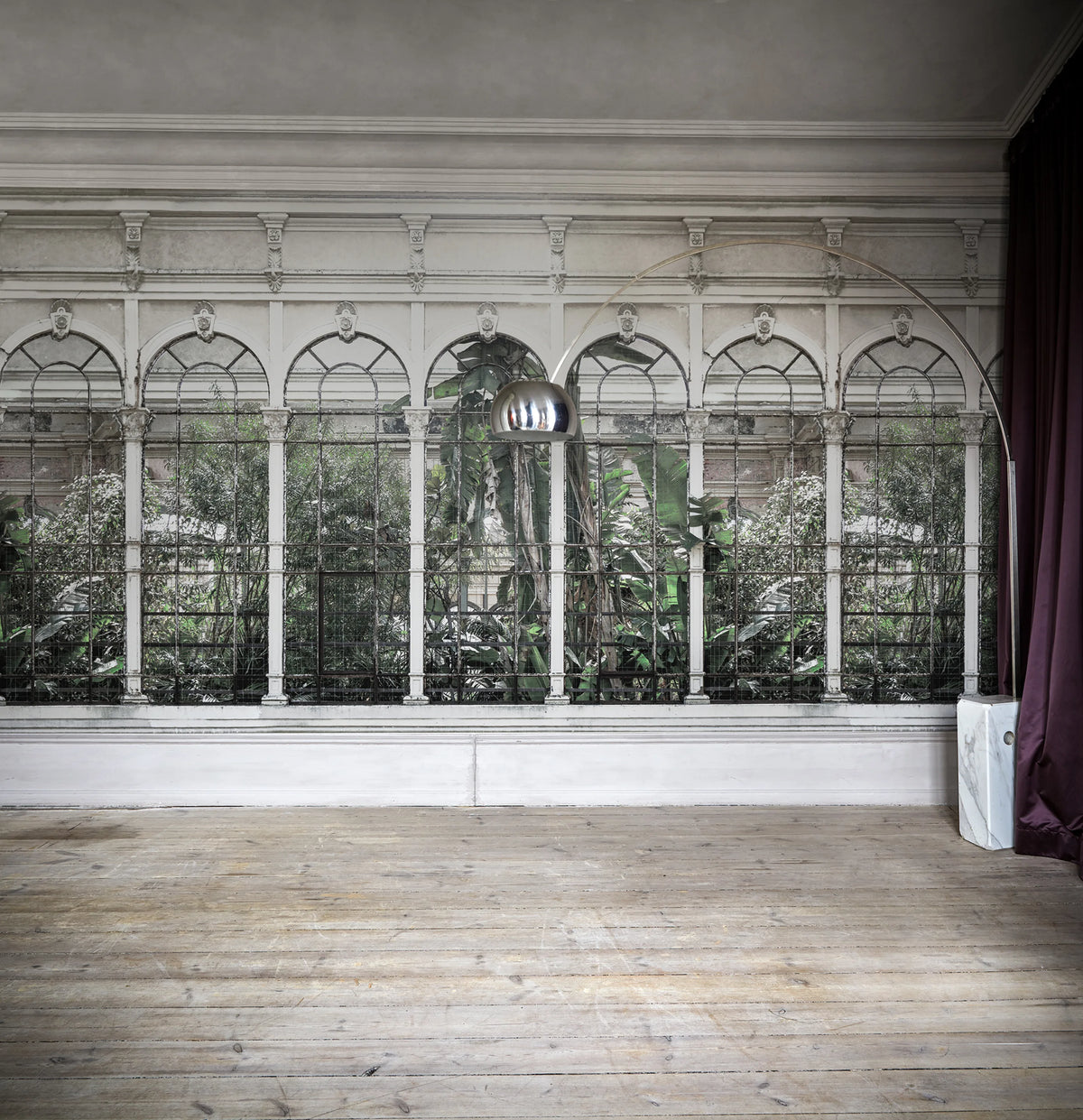 Dove Gardens, White Mural Wallpaper - room preview 02
