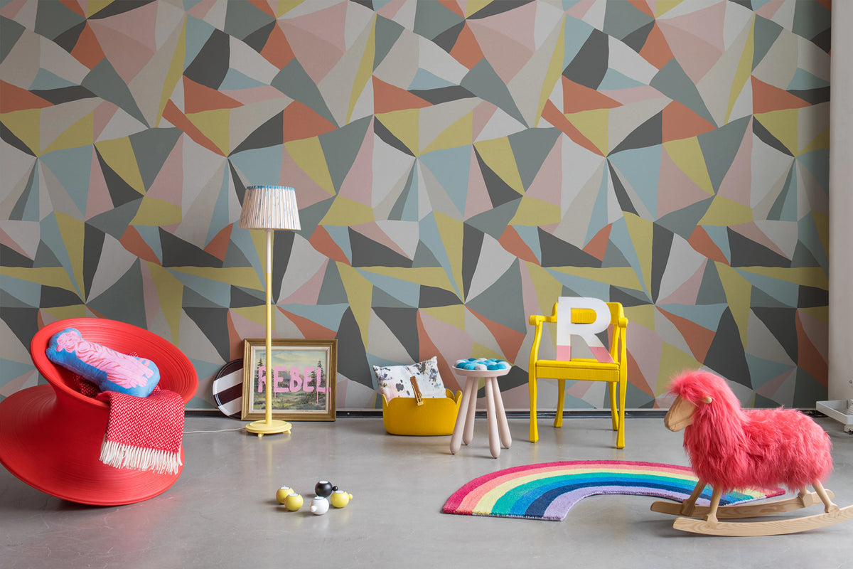 Retro Geometry Mural Wallpaper - room preview 02