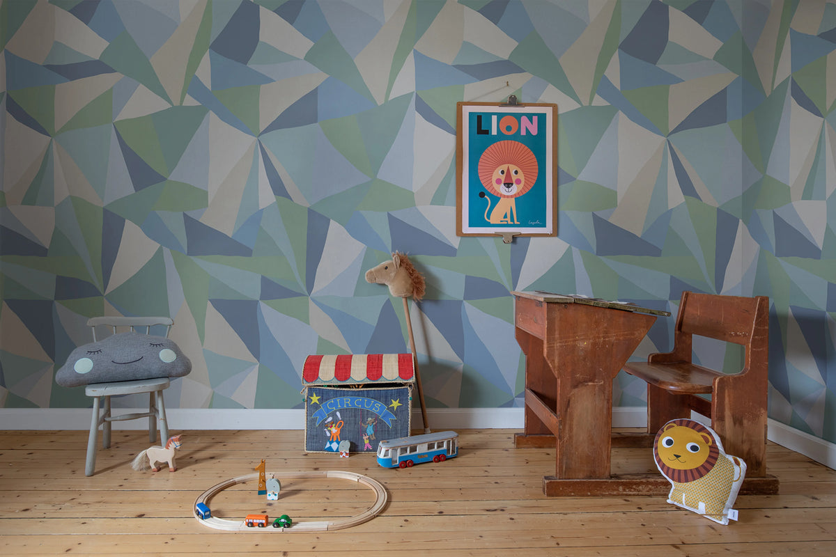Retro Geometry, Ice Mural Wallpaper - room preview 02